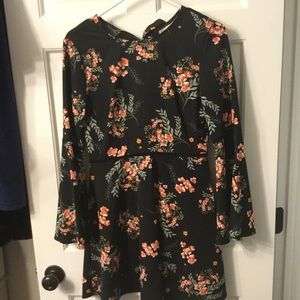 Copper Key black floral dress.  Tie back w/cutout.
